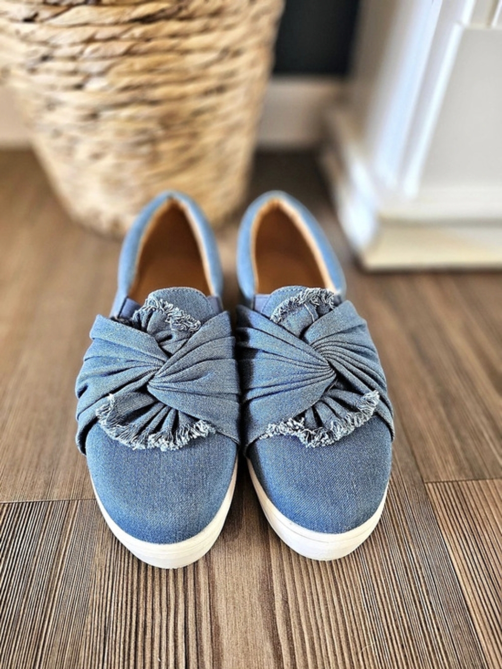 Catherine Malandrino Drapie Platform Denim Sneaker Sneakers Blue